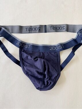 2(x)ist Men's Cotton Stretch Jock Strap Underwear Navy XL NEW